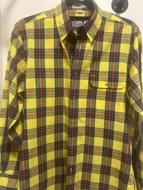 Bert Pulitzer Yellow Plaid Button-Down Shirt